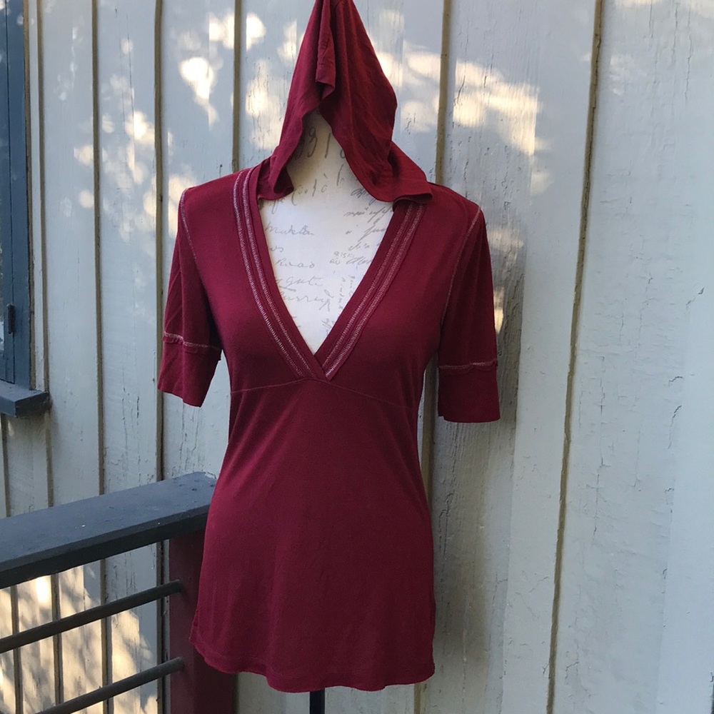 Anchor Blue Burgundy Tee Hoodie